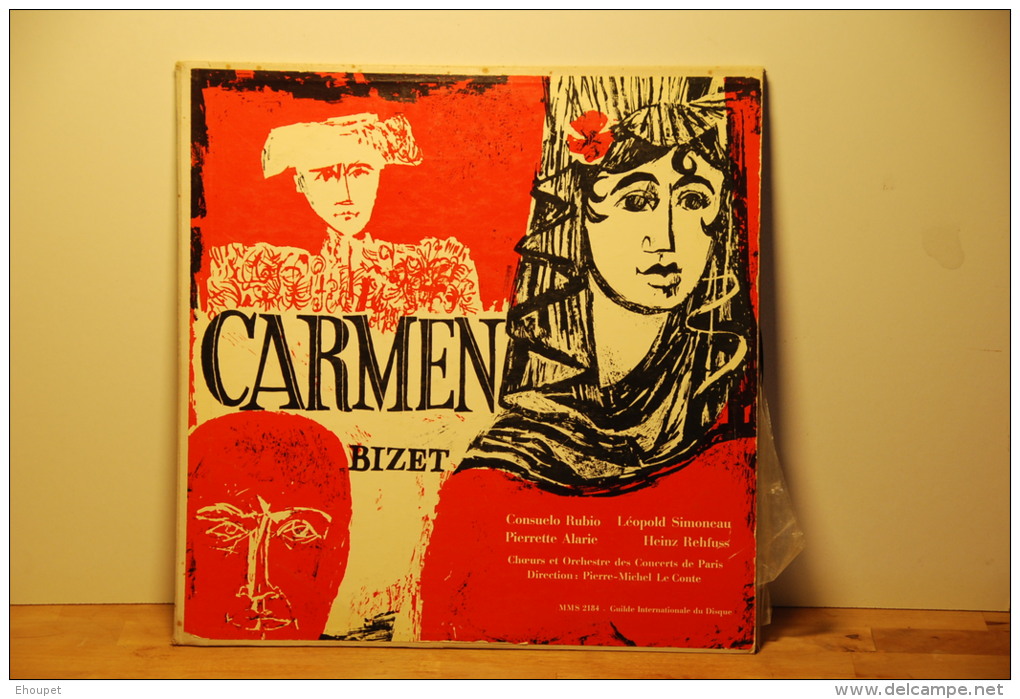 BIZET.CARMEN.CHOEURS ET ORCHESTRE DES CONCERTS DE PARIS.PIERRE MICHEL LECONTE.3 X 33T - Classique