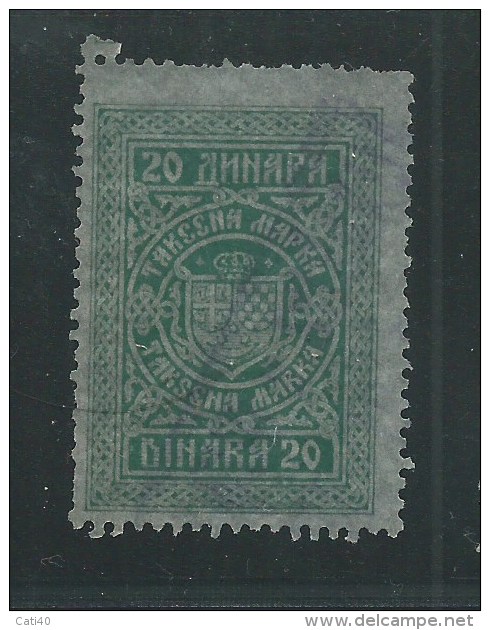 MARCA DA BOLLO  - JUGOSLAVIA 20 DINARA - Revenue Stamps