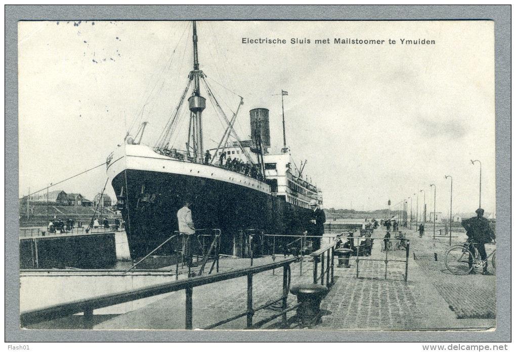 Electrische Sluis Met Mailstoomer Te Ymuiden - Holland Netherlands Nederland - Uitgave C.J. Snooij C1910-13 - IJmuiden