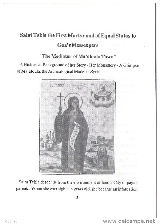Old Religious Booklet Saint Tekla, The Oldest Christian Sacred Sepulchre Of The First Christian Century Maaloula SYRIA - Religion &  Esoterik
