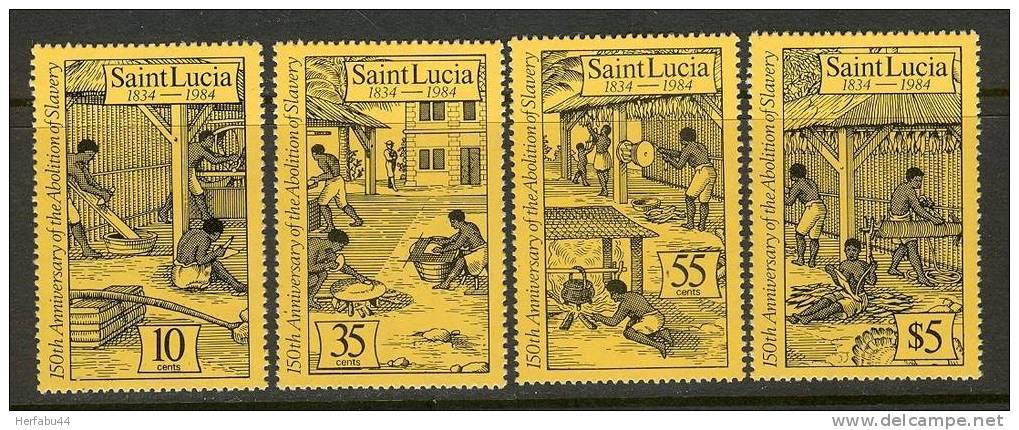 St. Lucia Abolition Of Slavery Set SC# 706-09 MNH** - St.Lucie (1979-...)