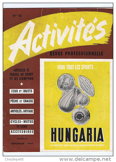 ACTIVITES N°10 1949   Peche Jouets Camping Sports - Non Classés