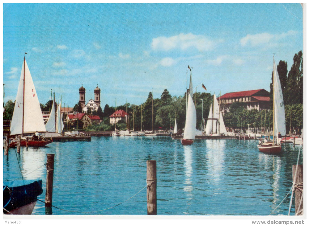 FRIEDRICHSHAFEN AM BODENSEE   YACHTHAFEN MIT SCHLOSSKIRCHE       (VIAGGIATA) - Friedrichshafen