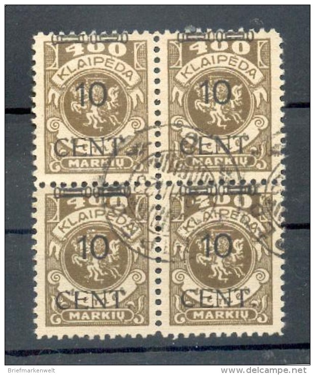 Memel 181VI VIERERBLOCK Gest. BPP 240EUR (G6491 - Memel (Klaïpeda) 1923