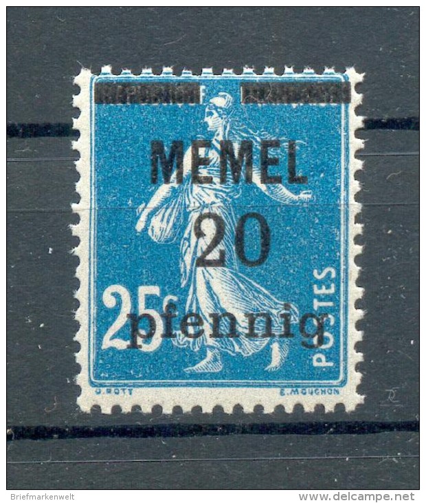 Memel 20bII ABART** MNH POSTFRISCH BPP 20EUR (71488 - Memel (Klaïpeda) 1923