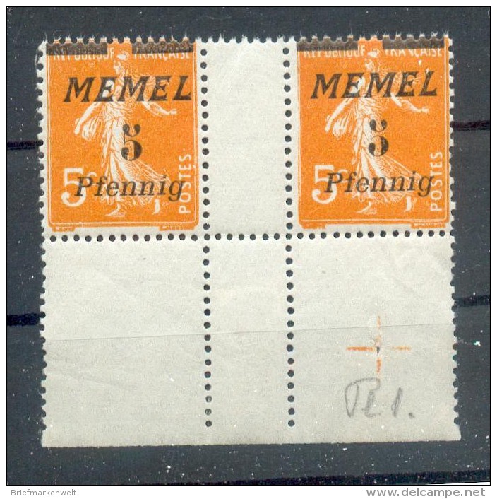 Memel 52ZW ZWISCHENSTEG**POSTFRISCH (G6049 - Memel (Klaïpeda) 1923