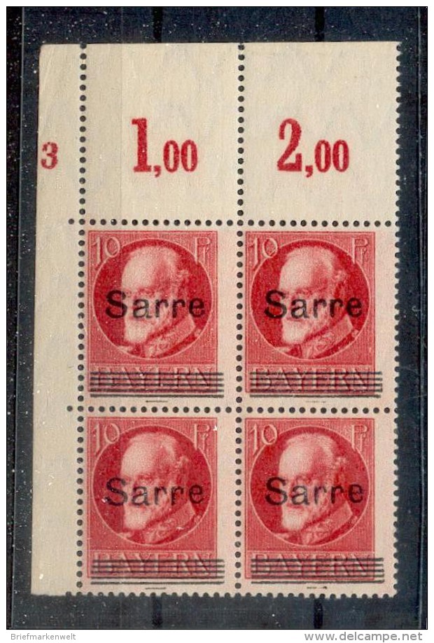 Saar 19 PlNr PLATTENNUMMER**POSTFRISCH BPP (38813 - Unused Stamps