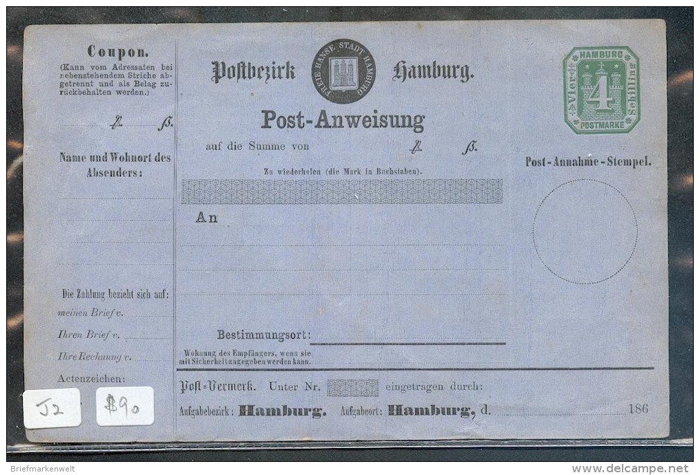 Hamburg GA A2 POSTANWEISUNG**POSTFRISCH (F6692 - Hambourg