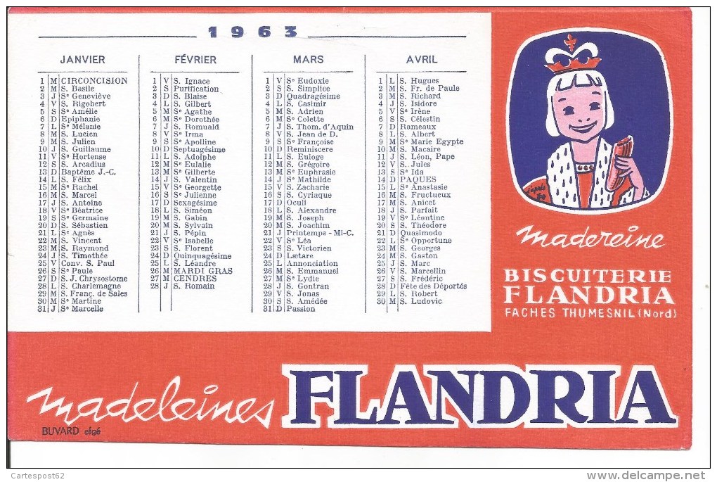 Buvard Faches Thumesnil. Madeleines Flandria. Biscuiterie. 1963. - Alimentaire