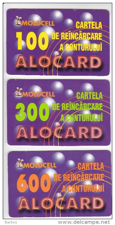 Moldova , Moldavie  Moldau , Old Prepaid Phonecards - Moldcell , 2002 ; 100 Units , 300 Units , 600 Units , Paper , Used - Moldova