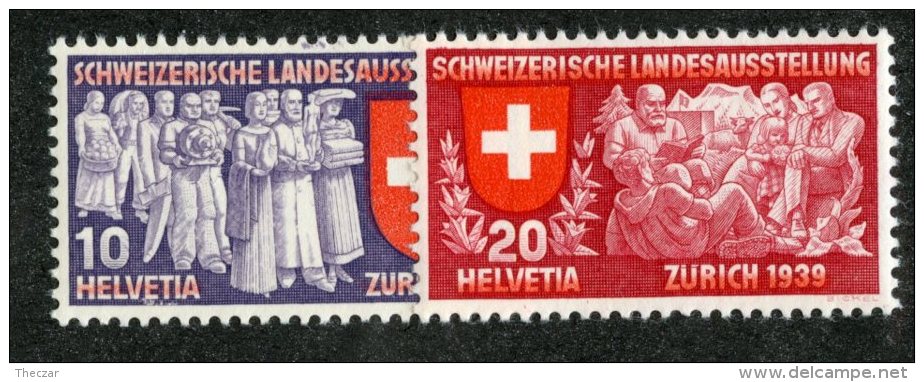 5107 Swiss 1938  Mi.#335-36 ** Scott #250-51  (Cat. 2.20€) Offers Welcome- - Nuovi