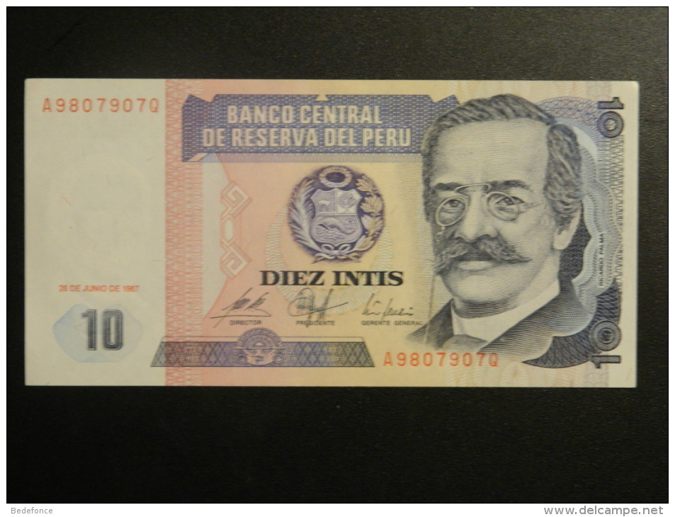 Billets - Pérou - 10 Intis - Type Ricardo Palma -  1987 - Jamais Circulé - Perú