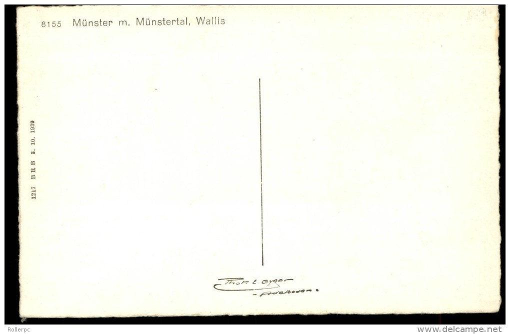 100163  POST CARD - MUNSTER M, MUNSTERTAL, WALLIS - BLACK FOREST [1217 B R B 3. 10. 1939 -  PHOR. E. BYGER] - Muenstertal