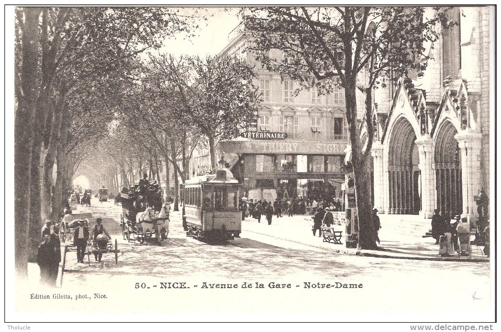 Nice (Alpes Maritimes)-Précurseur-Avenue De La Gare-Notre-Dame-Tram-Tramway-Attelage-Diligence-Cabinet Vétérinaire - Stadsverkeer - Auto, Bus En Tram