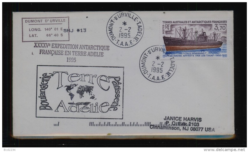 TAAF FRENCH SOUTHERN & ANTARCTIC LANDS 1995 XXXXV FRENCH EXPEDITION ADELIE COVER - Antarctic Expeditions