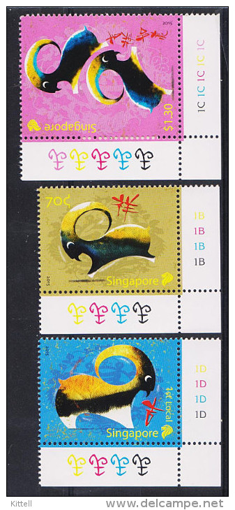 Singapore 2015  New Year Of  Goat MNH Zodiac - Astrology