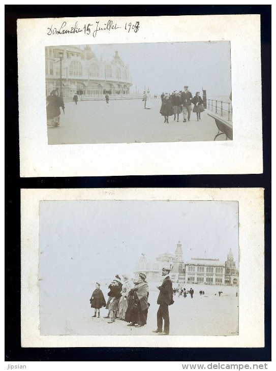 Lot De 2 Cpa Carte Photo Ostende Le Kursaal  Datées 1908  JA15 13  .. Oostende - Oostende