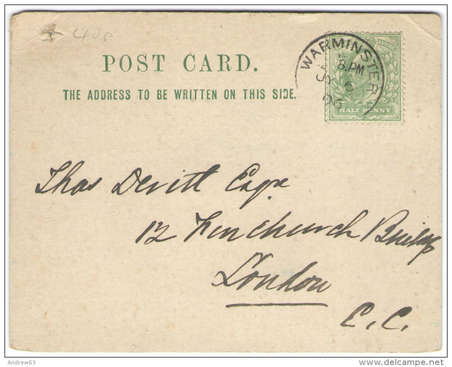 GB - Regno Unito - GREAT BRITAIN - UK - 1906 - Halfpenny - Carte Postale - Postal Card - Intero Postale - Entier Post... - Storia Postale
