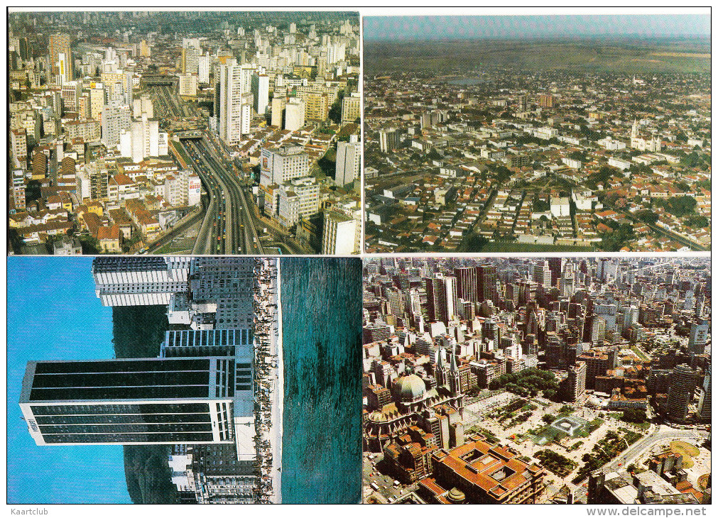 4 Postcards : BRASIL ; 2x Sao Paulo, Patos De Minas, Rio De Janeiro - (1990) - Other