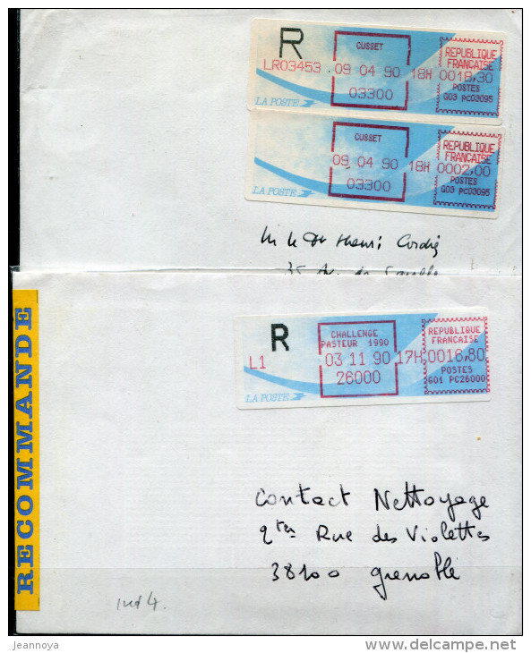 TIMBRES DE DISTRIBUTEURS - 7 VIGNETTES CARRIER DONT LR ET VARIÉTÉE COLOMBE SANS " S " SUR FRAGMENT - B/TB - 1985 « Carrier » Paper