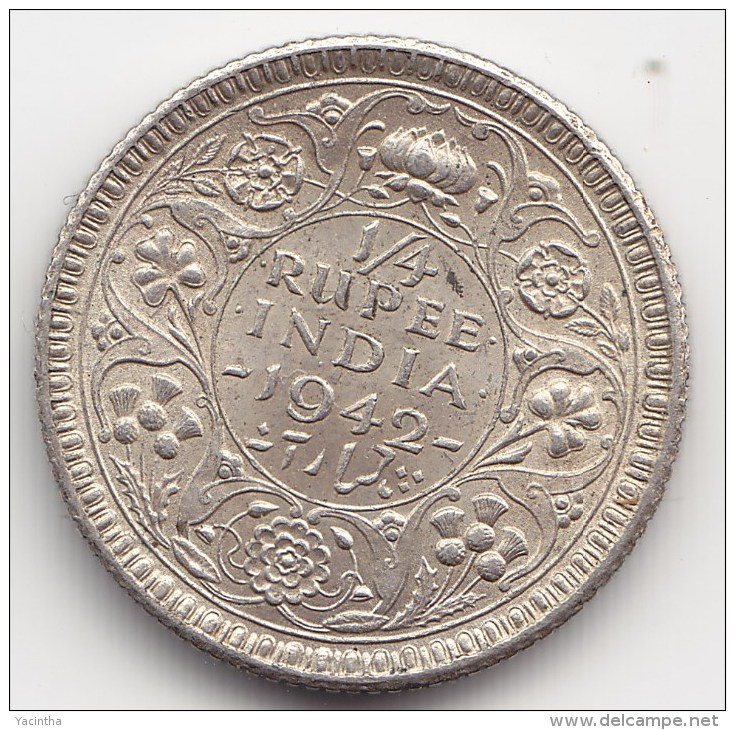 @Y@  INDIA  1/4  Rupee  1942  AUNC    (2626) - Indien