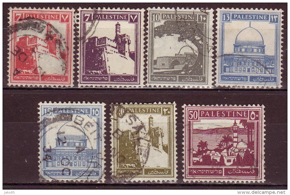 PALESTINE  - 1927 - YT N° 68 / 68A + 70 / 71 +73 / 75 - Oblitérés - Occupation Egyptienne - Palestine
