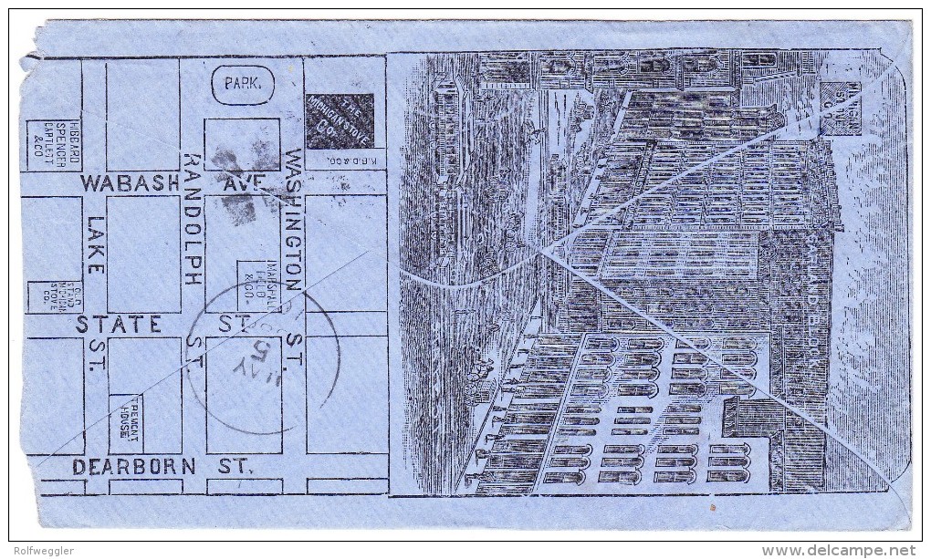 Illustrierte Ganzsache "Garland" Mit Plan Und Tram Auf Rückseite Ges. 4.5.1889 Chicago Nach Monticello - ...-1900