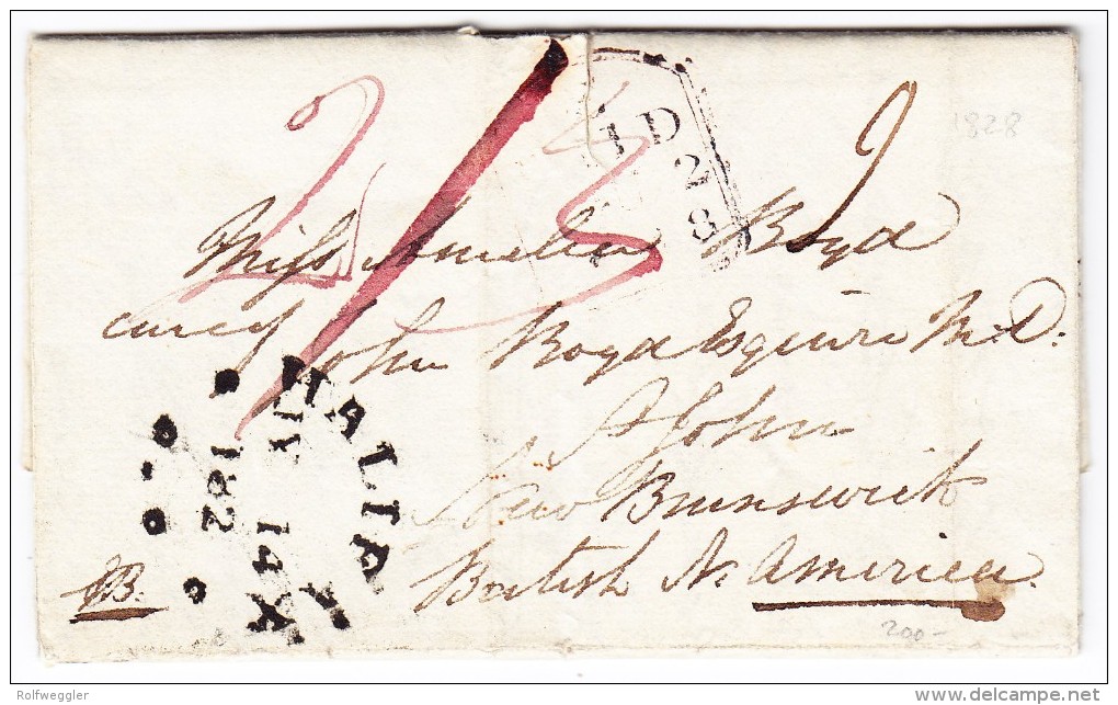 Vorphilabrief  HALIFAX 14.6.1828 Nach Brunswick Nord Amerika - …-1845 Voorfilatelie