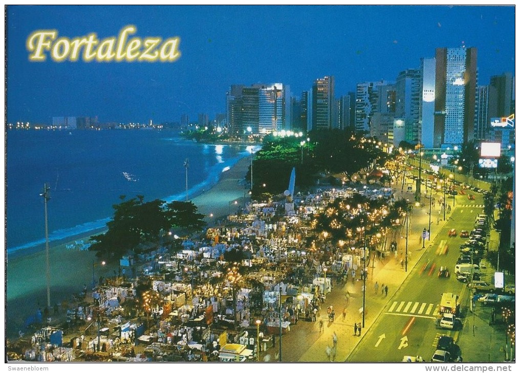 BR.- Fortaleza - Ceara - Brasil. Vista Noturna Da Av. Beira Mar. Feira De Artesanato.. 2 Scans - Fortaleza