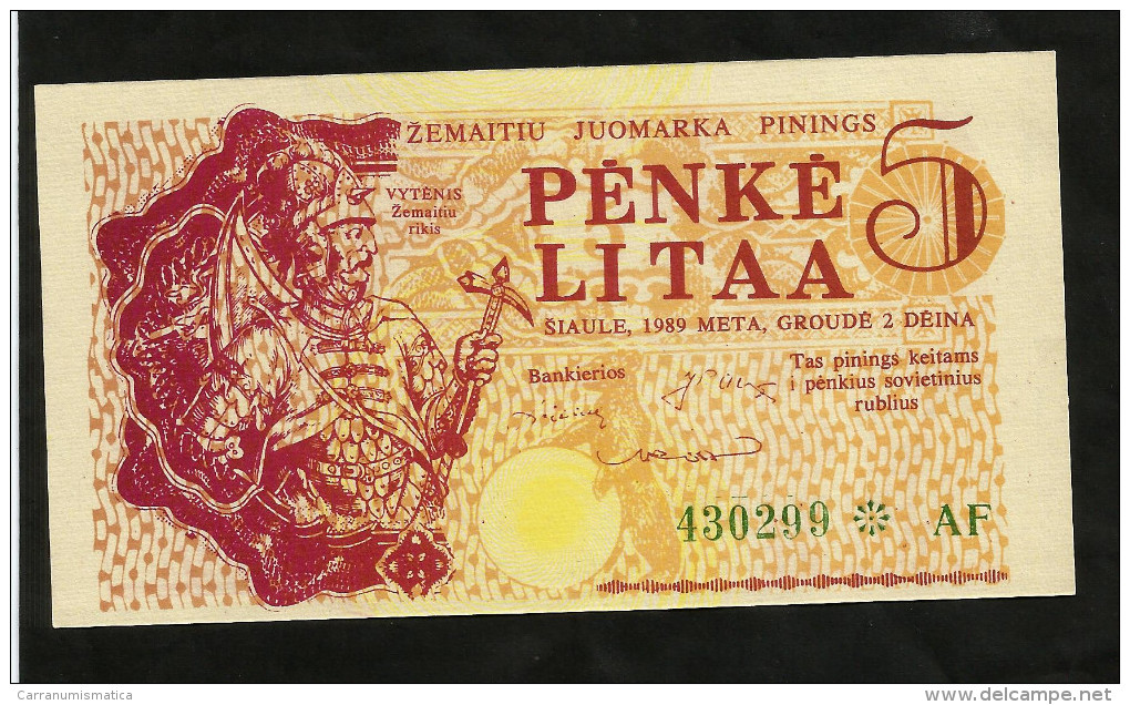 [NC] LITHUANIA - 5 LITAA (1989) - COUPON - Lituania