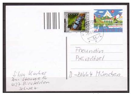 Schweiz , Ganzsache , Postkarte , 1998 , Mit Zusatzfrankatur Mi. Nr, 1804 - Stamped Stationery