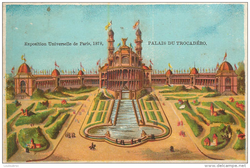 CHROMO ESPOSITION UNIVERSELLE  1878 PALAIS DU TROCADERO DOS VIERGE FORMAT 12 X 8 CM - Other & Unclassified