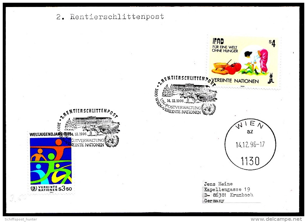 ARCTIC,AUSTRIA  /UN, 14.12.1996,  2 Markings: 2.Rentierschlittenpost ,look Scan !! 30.1.02 - Spedizioni Artiche