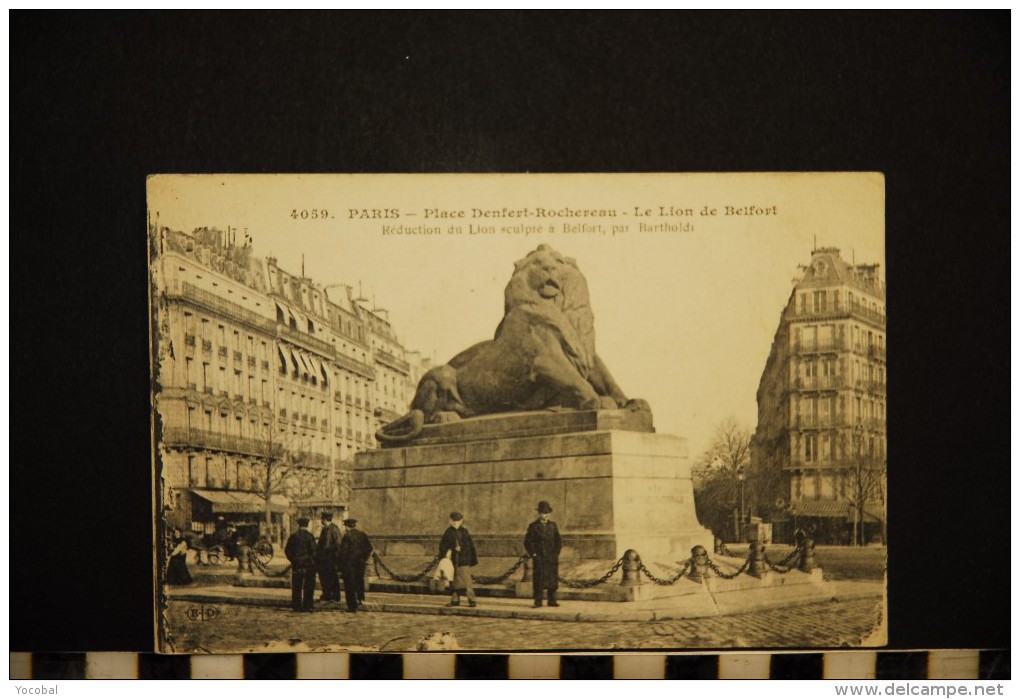 CP, 75, PARIS, N°1059, Place Denfert-Rochereau - Le Lion De Belfort, Voyagé En 1917 - Squares