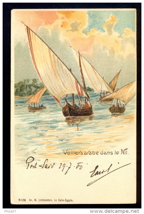 Voiliers Arabe Dans Le Nil / 6129 Jo. M. Lichtenstern. Le Caire-Egypte / Year 1900 / Old Postcard Circulated - Other & Unclassified