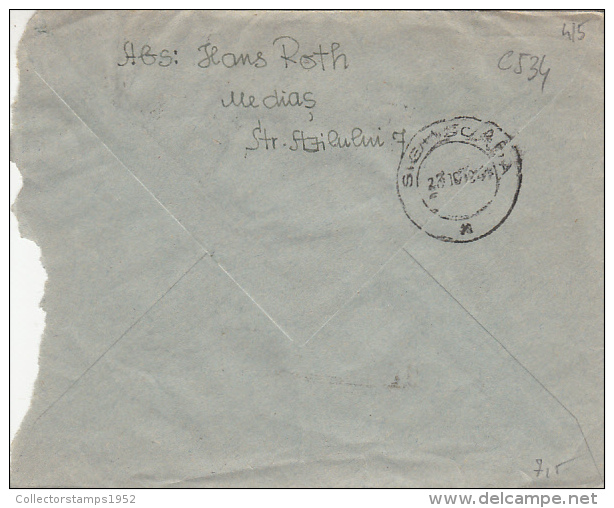 11934- KING MICHAEL, STAMPS ON REGISTERED COVER, CENSORED SIGHISOARA NR 5, 1944, ROMANIA - 2. Weltkrieg (Briefe)