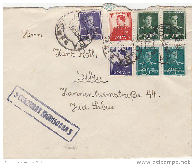 11935- KING MICHAEL, STAMPS ON COVER, CENSORED SIGHISOARA NR 5, 1943, ROMANIA - 2. Weltkrieg (Briefe)