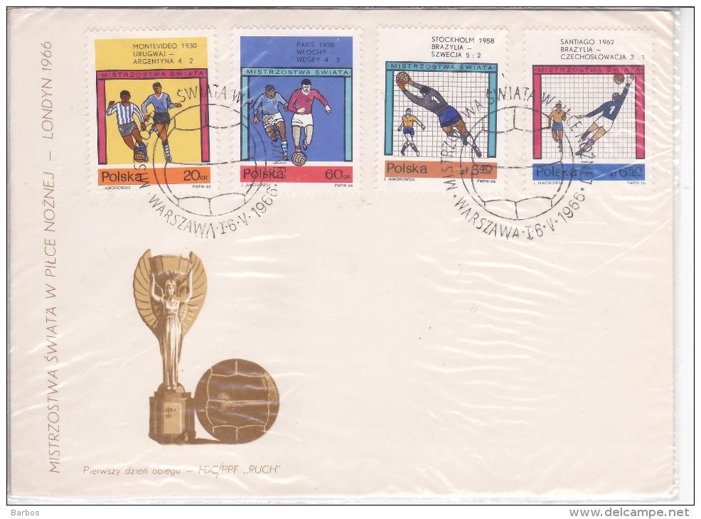 Poland  , Sports , 1966 , Soccer , World Cup England  , 3 FDC - 1966 – England