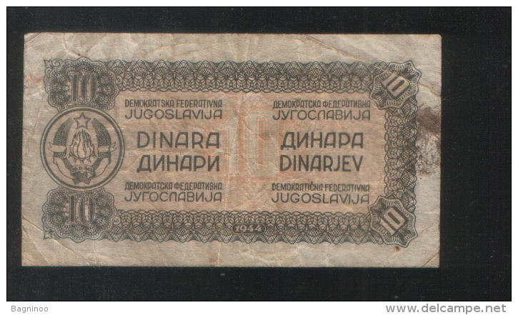 YUGOSLAVIA 10 Dinara 1944 - Joegoslavië