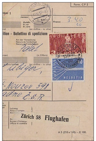 Switzerland; Packet Card W. Europe (CEPT) Stamp 1957 - Lettres & Documents
