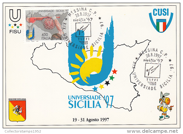 12174- SICILY UNIVERSITY GAMES, DIVING, MAXIMUM CARD, 1997, ITALY - Buceo