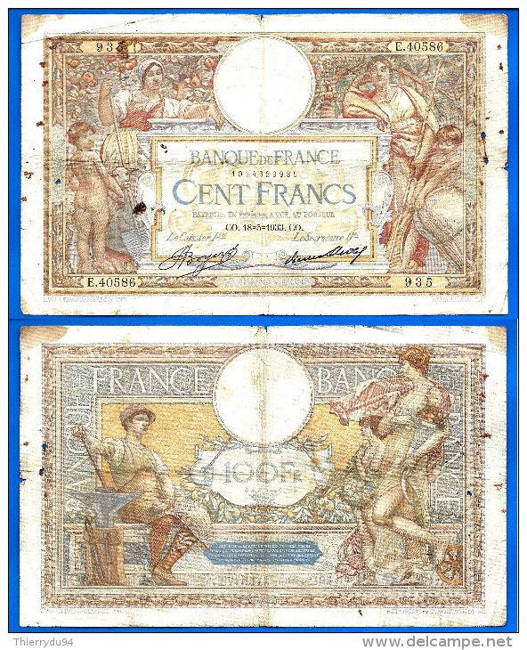 France 100 Francs 18 05 1933 Prefix E Merson Frcs Frc Paypal Skrill Bitcoin OK - 100 F 1908-1939 ''Luc Olivier Merson''