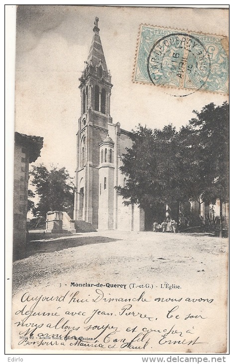 82 - MONCLAR De QUERCY -- L'Eglise  TB  Dos Precurseur - Montclar De Quercy