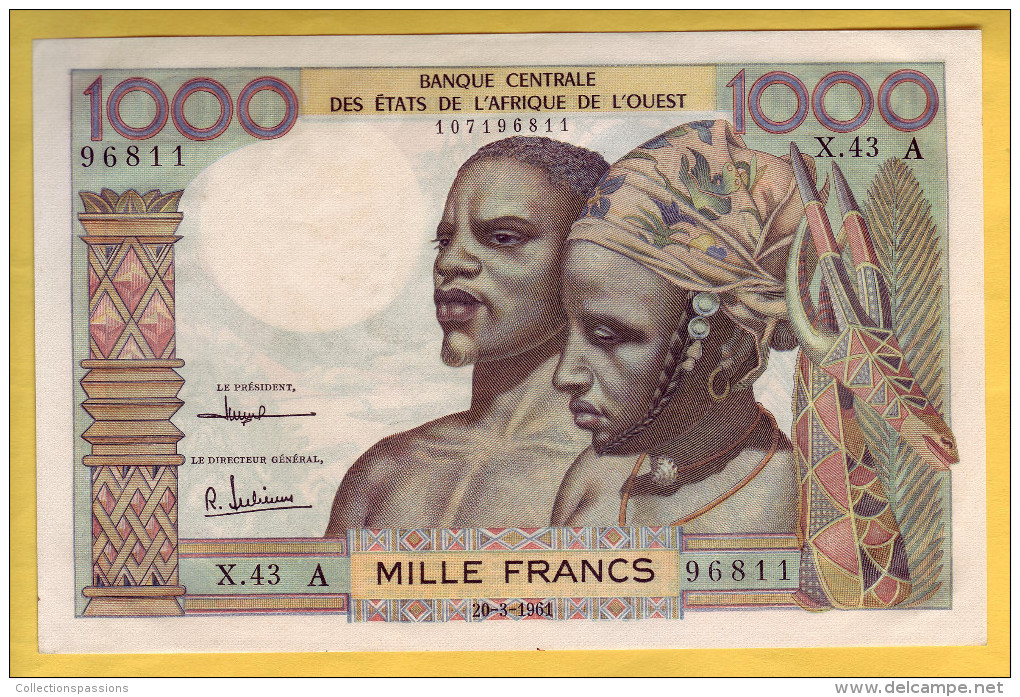 BANQUE DE L' AFRIQUE DE L'OUEST - Côte D'Ivoire - Billet De 1000 Francs. 20-03-1961 - NEUF - Elfenbeinküste (Côte D'Ivoire)