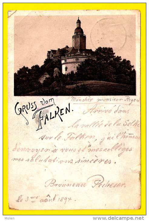 Gelaufen 1894 * GRUSS Vom FALKEN * SELKETHAL-HARZ * BURG FALKENSTEIN Ballenstedt * Litho Lithographie Selketal 3353 - Ballenstedt