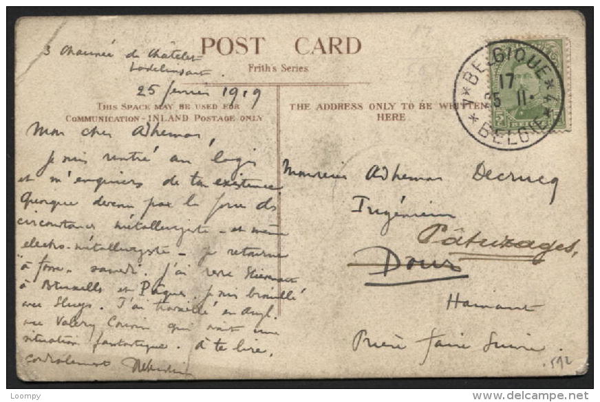 FORTUNE - 5c Obl. BELGIQUE *4* BELGIE S/carte Postale De Lodelinsart Vers Paturages Le 25/11/18. TB (592) - Fortune Cancels (1919)