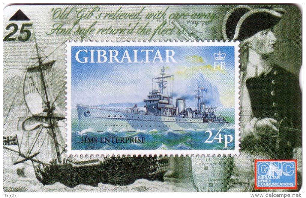 GIBRALTAR PRIVEE WARSHIP BATEAU GUERRE HMS ENTERPRISE 25U NEUVE MINT - Timbres & Monnaies