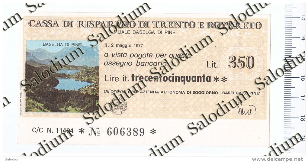 Filiale BASELGA DI PINE´ - Cassa Di Risparmio Di TRENTO E ROVERETO - MINIASSEGNI - [10] Cheques Y Mini-cheques