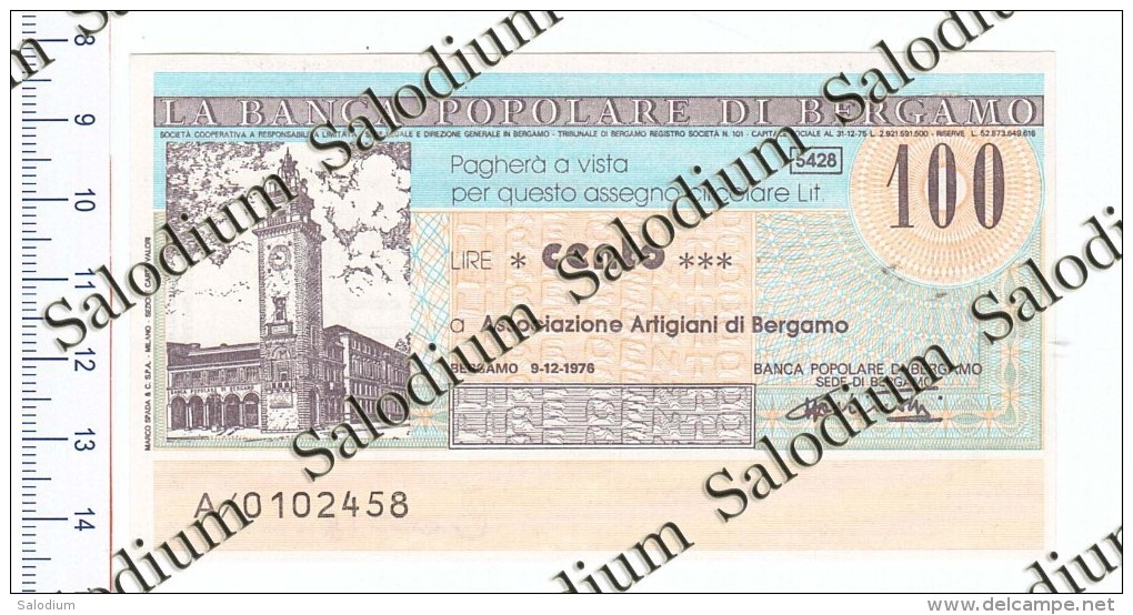 Banca Popolare Di Bergamo - MINIASSEGNI - [10] Assegni E Miniassegni