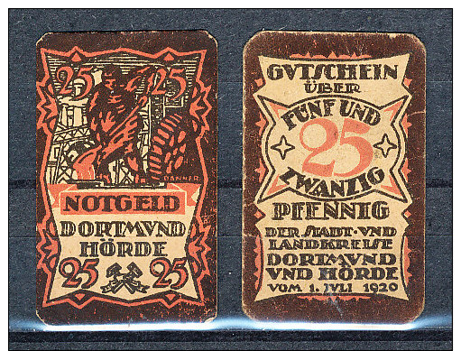 Deutschland Notgeld Dortmund Hörde 25 Pfennig 1.3.1920 Erhaltung  I - [11] Local Banknote Issues